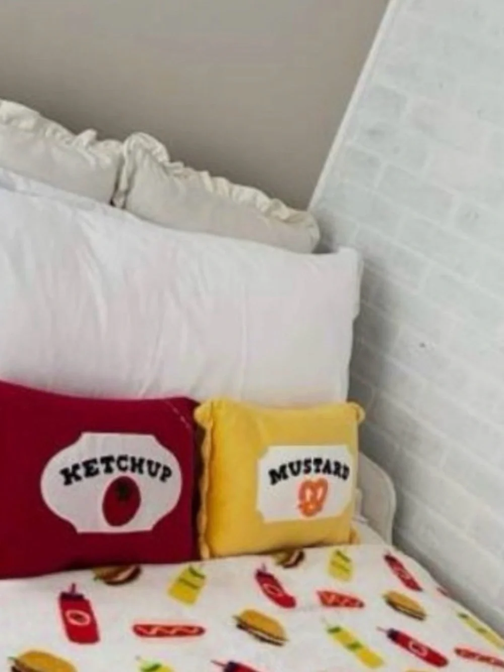 New Target Ketchup & Mustard Pillows Accent Home Decor 14x10x2 SEALE